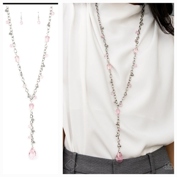 AFTERGLOW PARTY PINK NECKLACE/EARRING SET - Picture 1 of 1